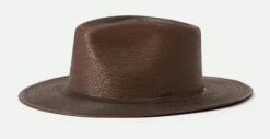 Hats - Brixton Marcos Wide Brim Straw Fedora (dark Brown)
