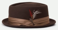 Hats - Brixton Stout Pork Pie Wool (dark Brown)