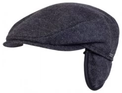 Flat Cap - Wigéns Ivy Slim Earflap Shetland Wool Cap (Navy)