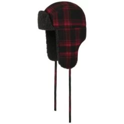 Trapper Hat - Stetson Checker Aviator Winter Hat (red)