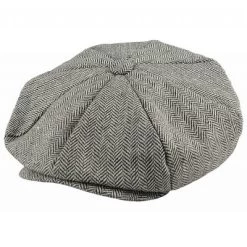 Flat Cap - Jaxon Hats Herringbone Big Apple Cap (grey)