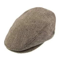 Flat Cap - Jaxon Herringbone Flat Cap (brown)
