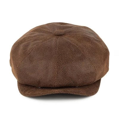 Flat Cap - Jaxon Hats Leather Newsboy Cap (brown) - Image 2