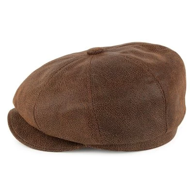 Flat Cap - Jaxon Hats Leather Newsboy Cap (brown) - Image 3