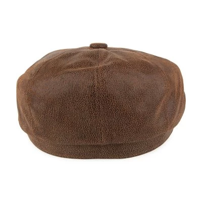 Flat Cap - Jaxon Hats Leather Newsboy Cap (brown) - Image 4