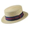 Hats - Jaxon Straw Boater Hat Striped Band (natural)