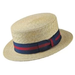 Hats - Jaxon Straw Boater Hat Striped Band (natural)