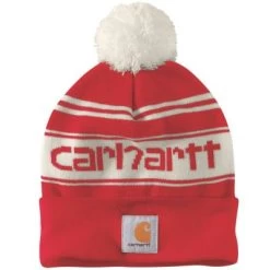 Beanies - Carhartt Knit Cuffed Logo Beanie (Red/Winter)