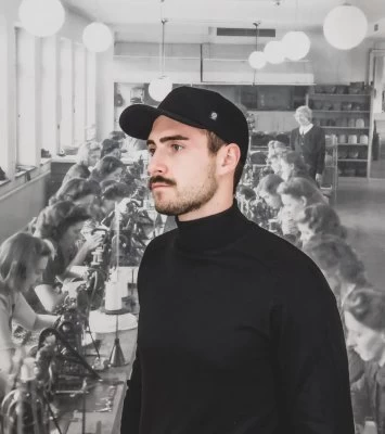 Caps - CTH Ericson Henric Melton Wool Earflap Cap (Black) - Image 4