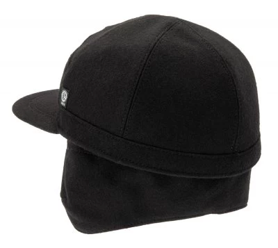 Caps - CTH Ericson Henric Melton Wool Earflap Cap (Black) - Image 2
