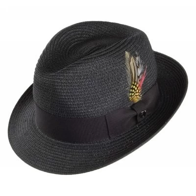 Hats - Jaxon Pinch Crown Straw Trilby (black)