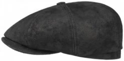 Flat Cap - Stetson Hatteras Leather Flat Cap (black)