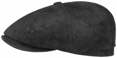 Flat Cap - Stetson Hatteras Leather Flat Cap (black)