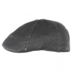Flat Cap - Stetson Level Gatsby Waxed Canvas (black)