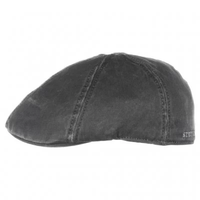 Flat Cap - Stetson Level Gatsby Waxed Canvas (black)