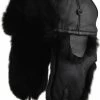 Winter Hat - MJM Trapper Hat Leather Rabbit Fur (Black)