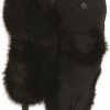 Winter Hat - MJM Trapper Hat Taslan With Faux Fur (Black)
