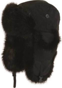 Winter Hat - MJM Trapper Hat Taslan With Faux Fur (Black)