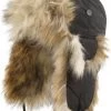 Winter Hat - MJM Trapper Hat Taslan With Faux Fur (Black/Nature)