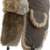 Winter Hat - MJM Trapper Hat Taslan With Rabbit Fur (Brown)