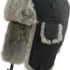 Winter Hat - MJM Trapper Hat Taslan With Rabbit Fur (Black)