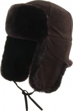 Trapper Hat - MJM Trapper Hat Goat Suede Lambskin (Brown)