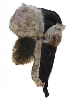 Winter Hat - Trapper Hat With Faux Fur (Black)