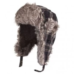 Winter Hats - Trapper Hat Plaid With Faux Fur (Brown)